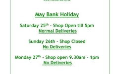 Final May Bank Holiday Weekend *Opening Times*